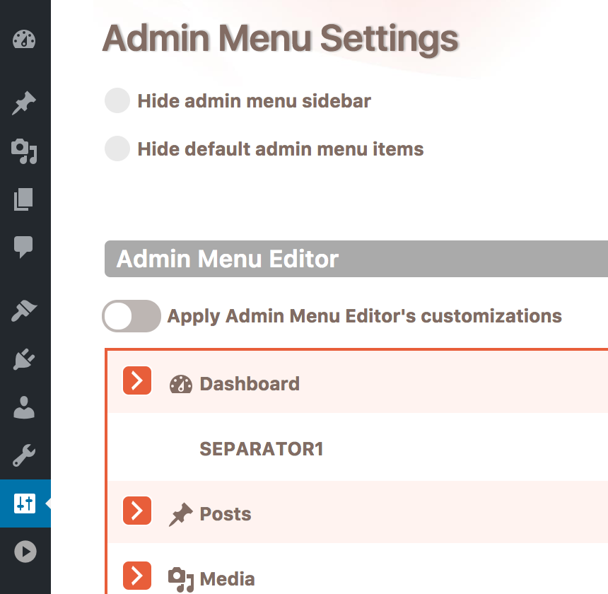 Cusmin setting for WordPress admin menu auto-folding