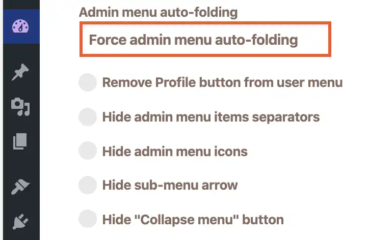 WordPress admin menu auto-folding