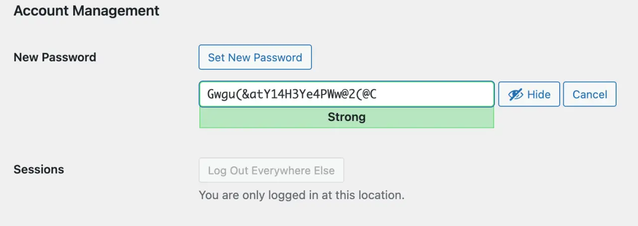 Password Generator on the User Profile Page