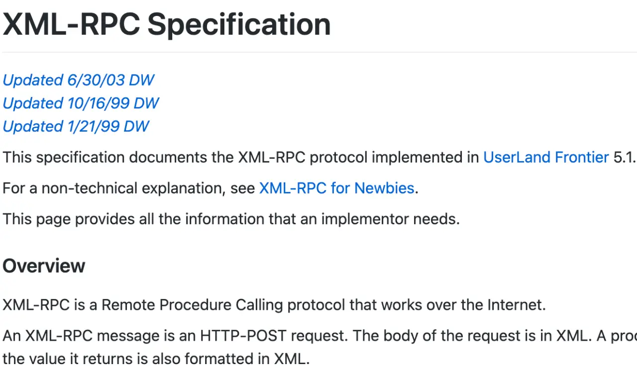 XML-RPC (Source: xmlrpc.com