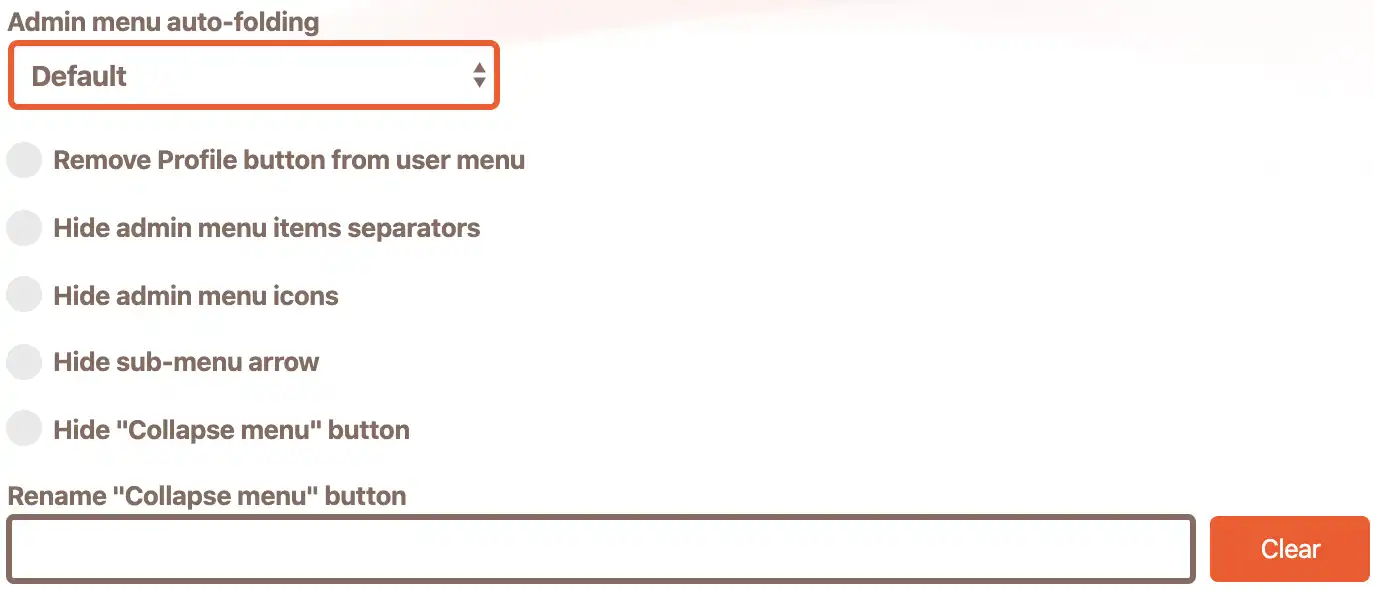 Cusmin admin menu additional settings