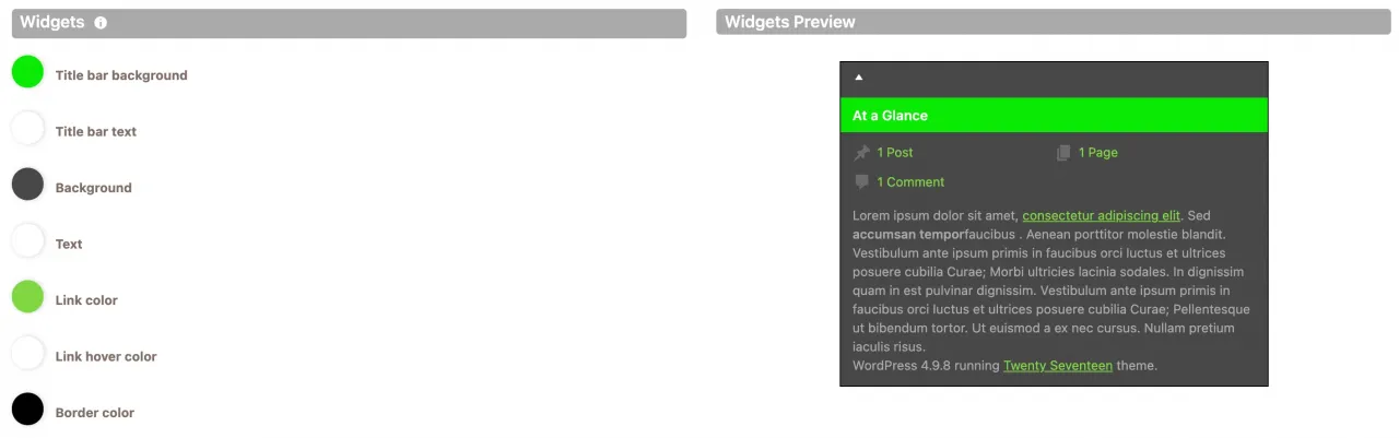 Change WordPress Dashboard widgets colors with Cusmin Colorizer
