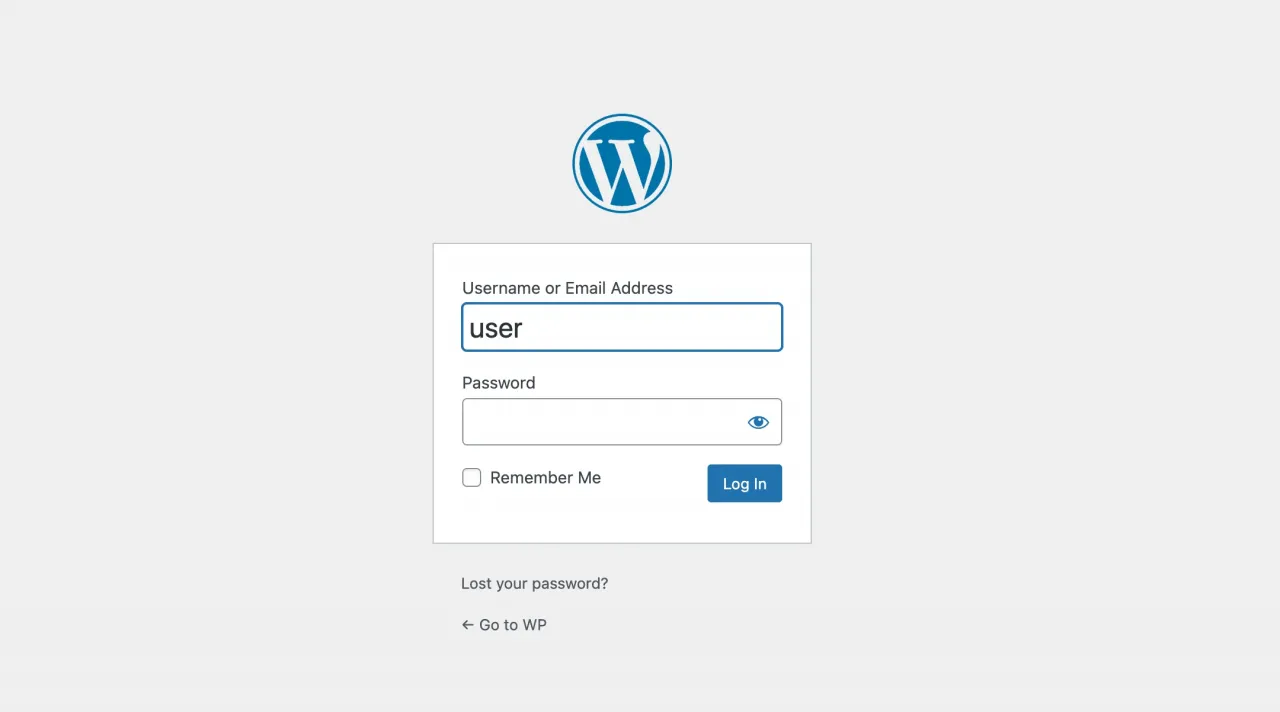 The look of the default WordPress login page