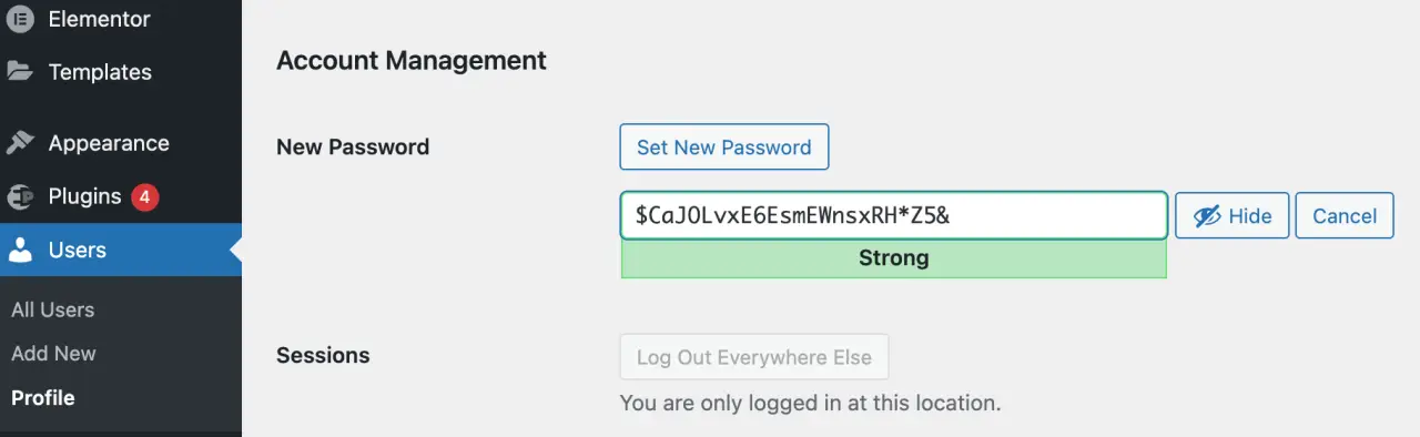 Changing Password in WordPress