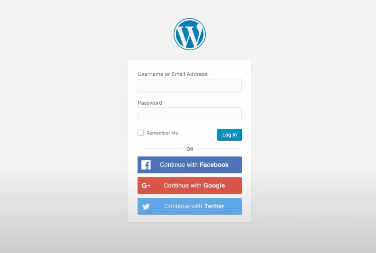 Social Login on Login Page