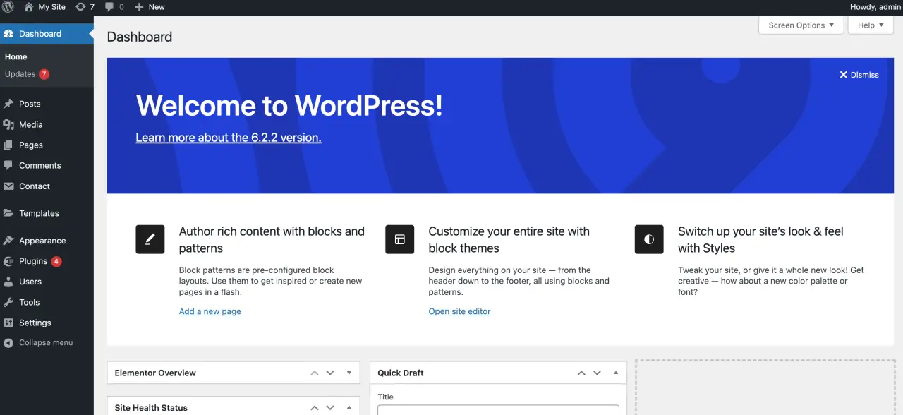WordPress Admin Area