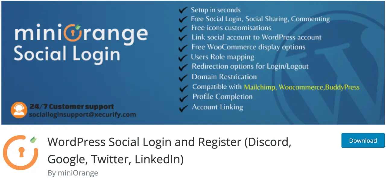 WordPress Social Login Plugin - by MiniOrange