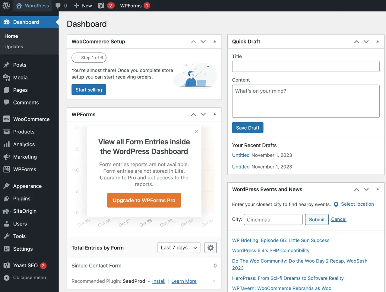 Navigating the WordPress dashboard