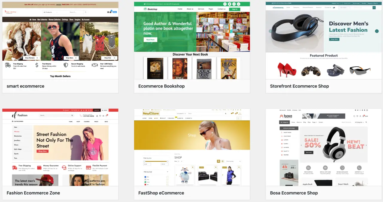 eCommerce Themes Examples