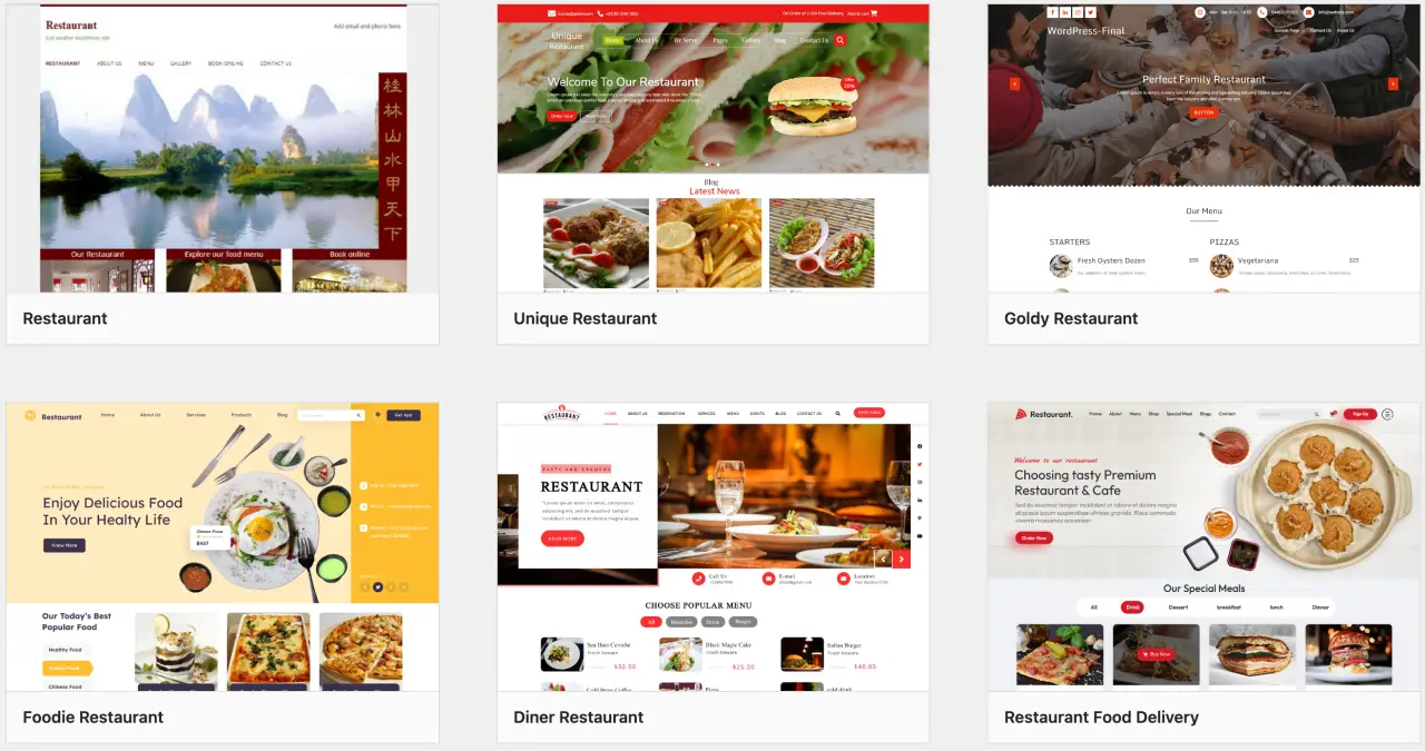 Examples of Niche Themes - Restaurant Themes