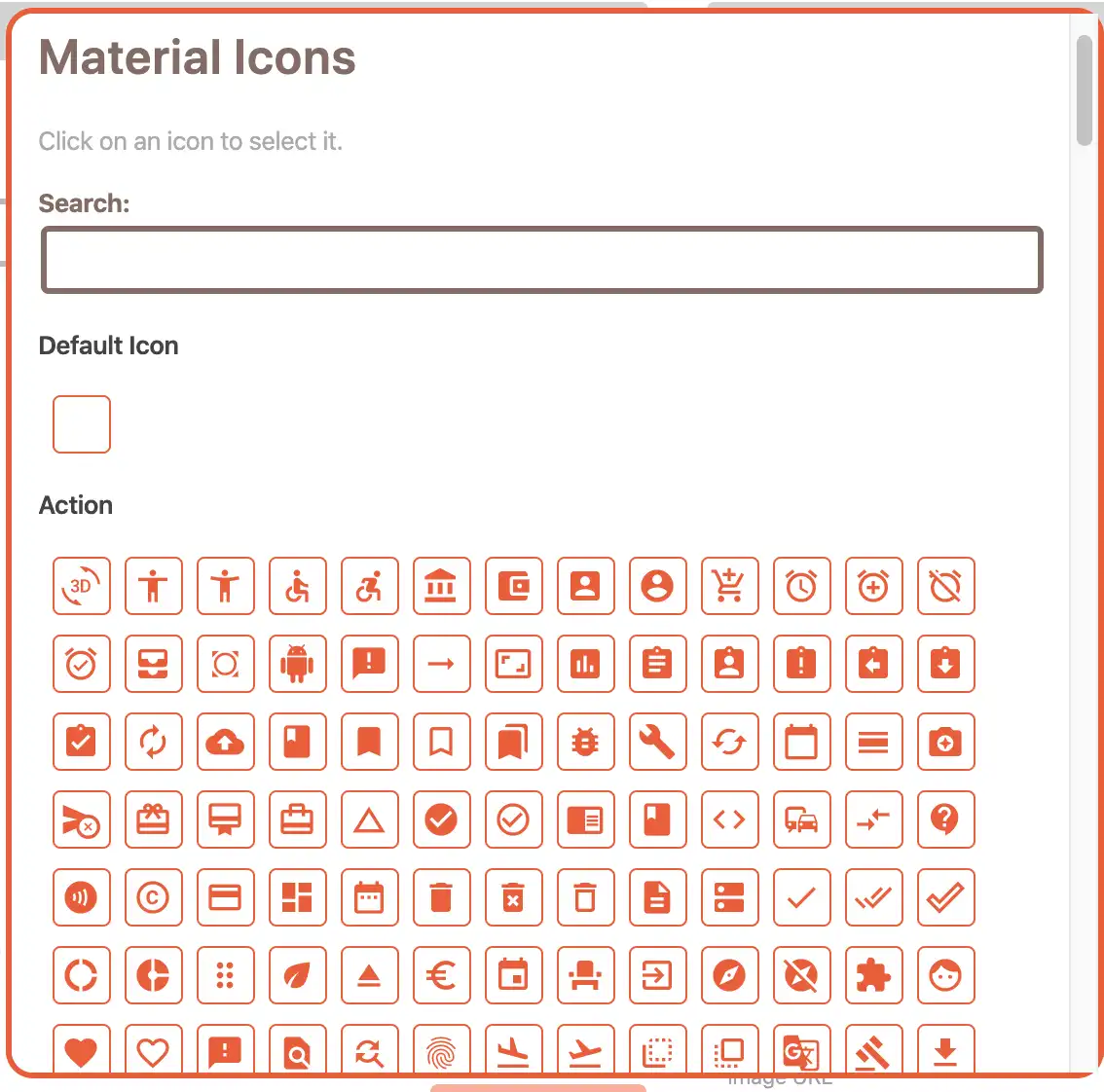 Admin menu material icons