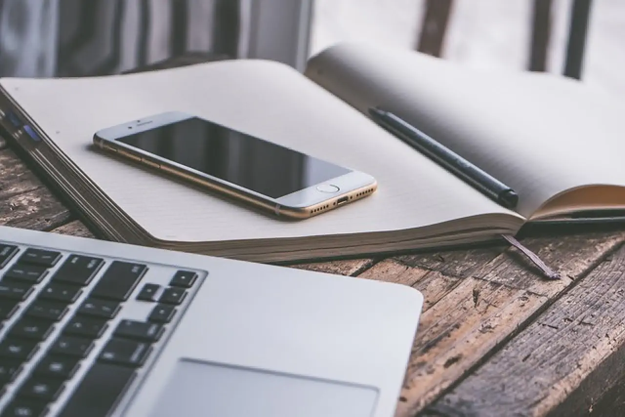 mobile phone on desk