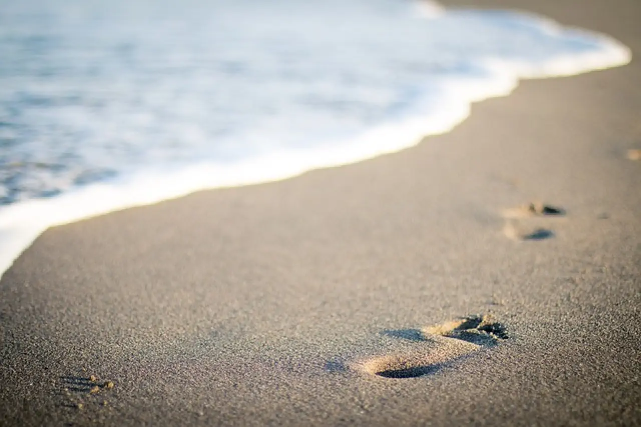 footsteps on beach