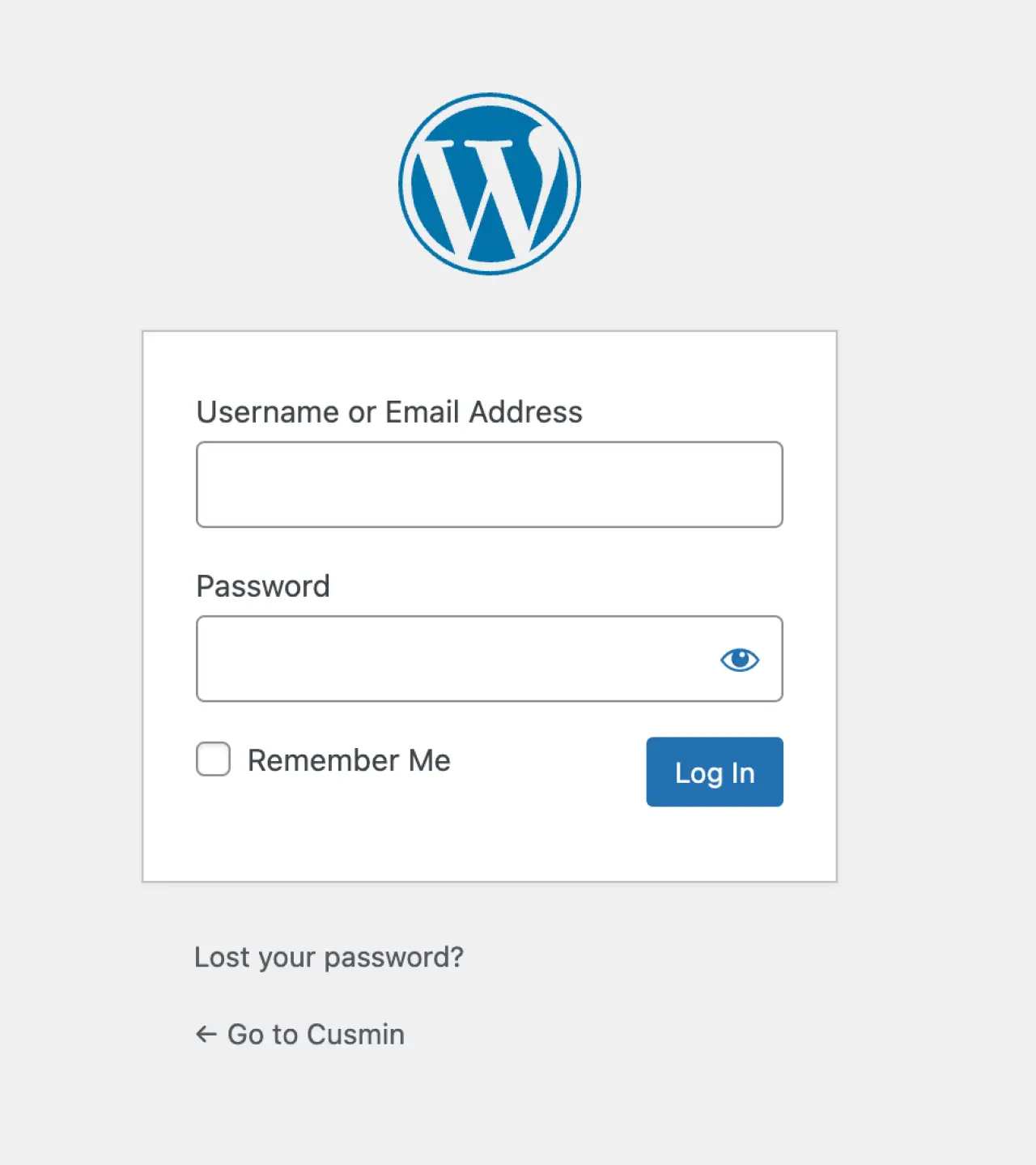 WordPress login page with logo