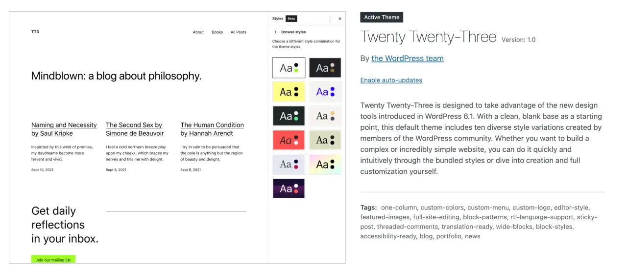 Screenshot of WP Twenty Twenty Three theme