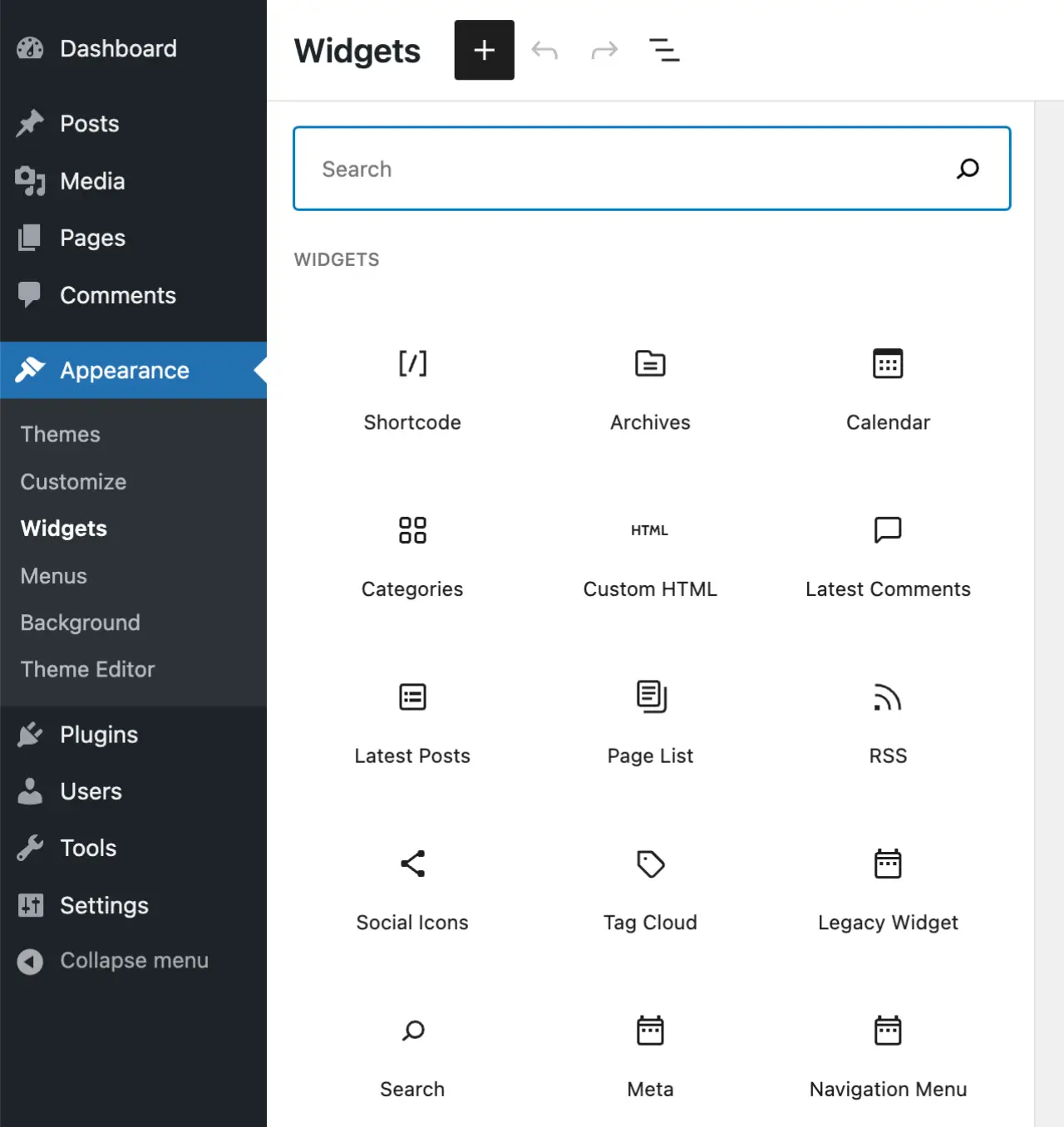 Common default widgets