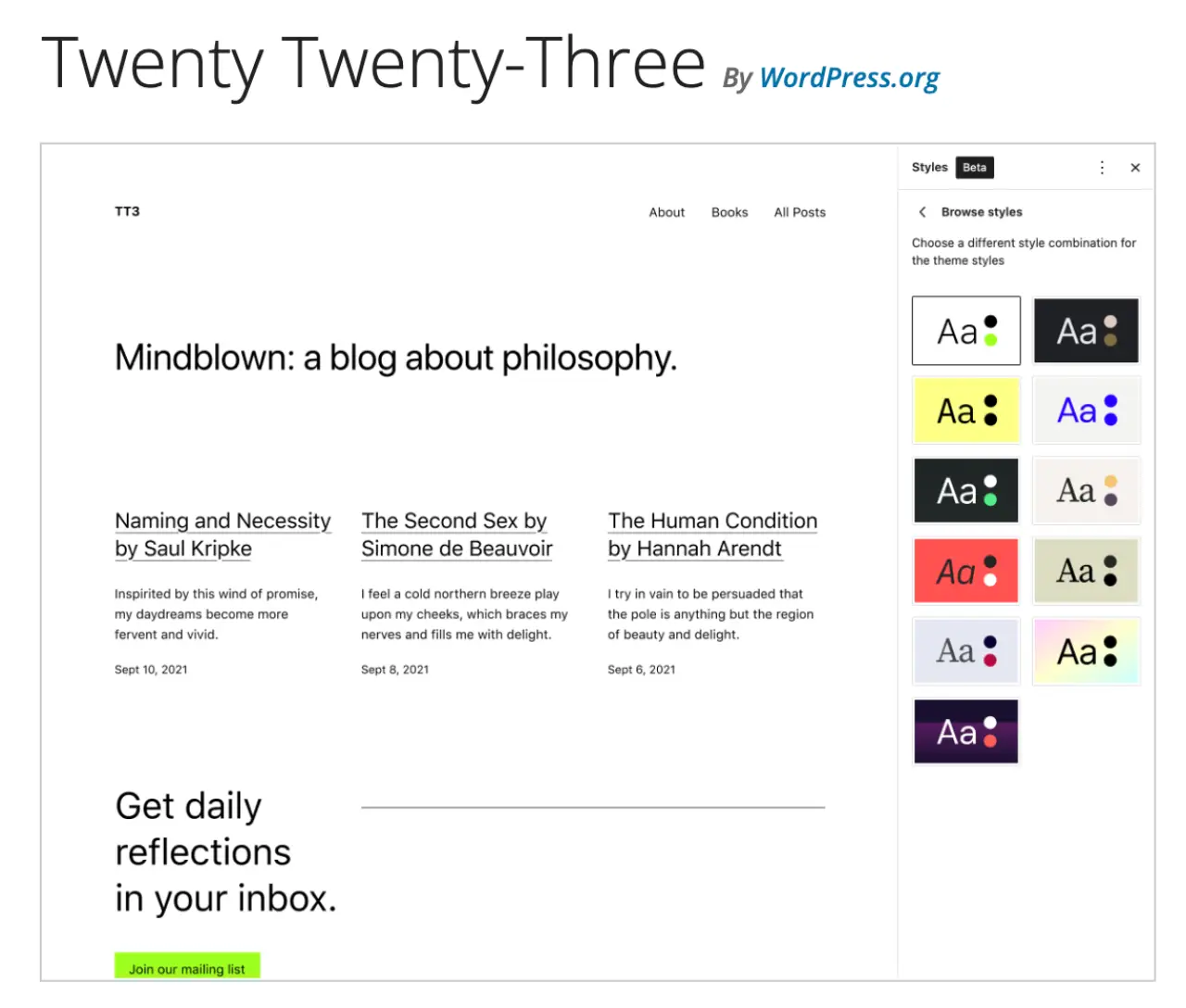 The screenshot of the The WordPress Twenty Twenty-Three theme
