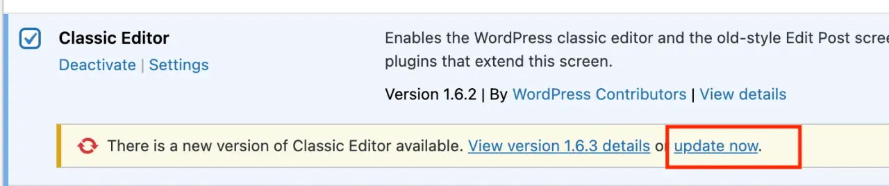 Updating Plugins - click to update
