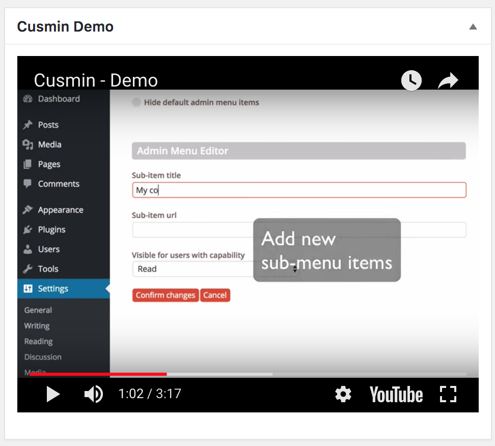 An example of the YouTube widgets made by Cusmin