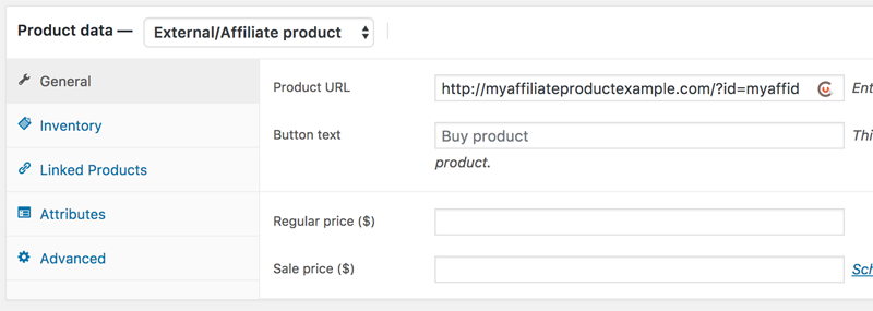 Woocommerce URL field containing Cusmin URL Shortening buttonn