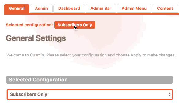 Animation showing how to switch between configurations