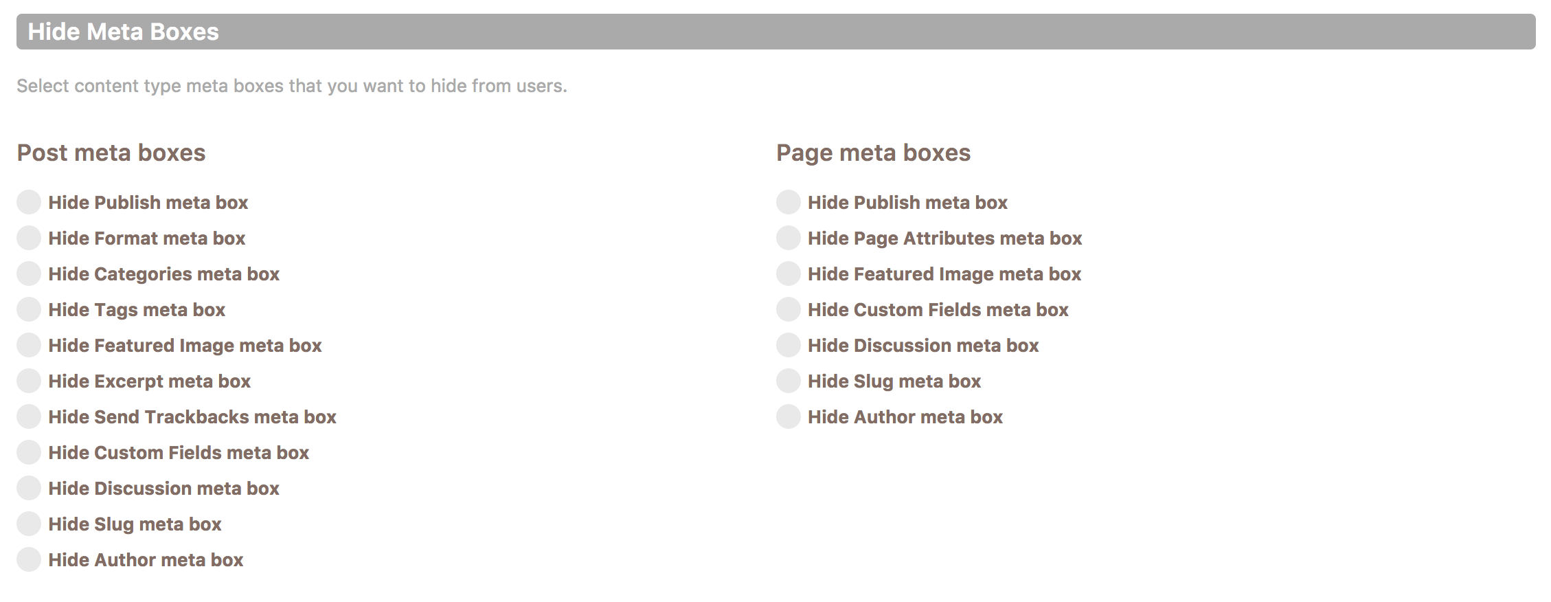 WordPress post meta types showing in Cusmin meta types boxes editor