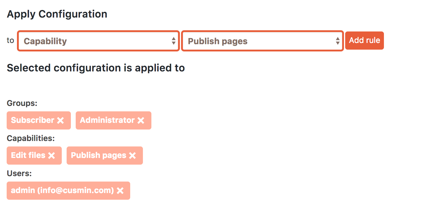 Access management options in Cusmin